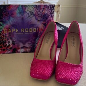 Rhinestone embellished, pink heels.